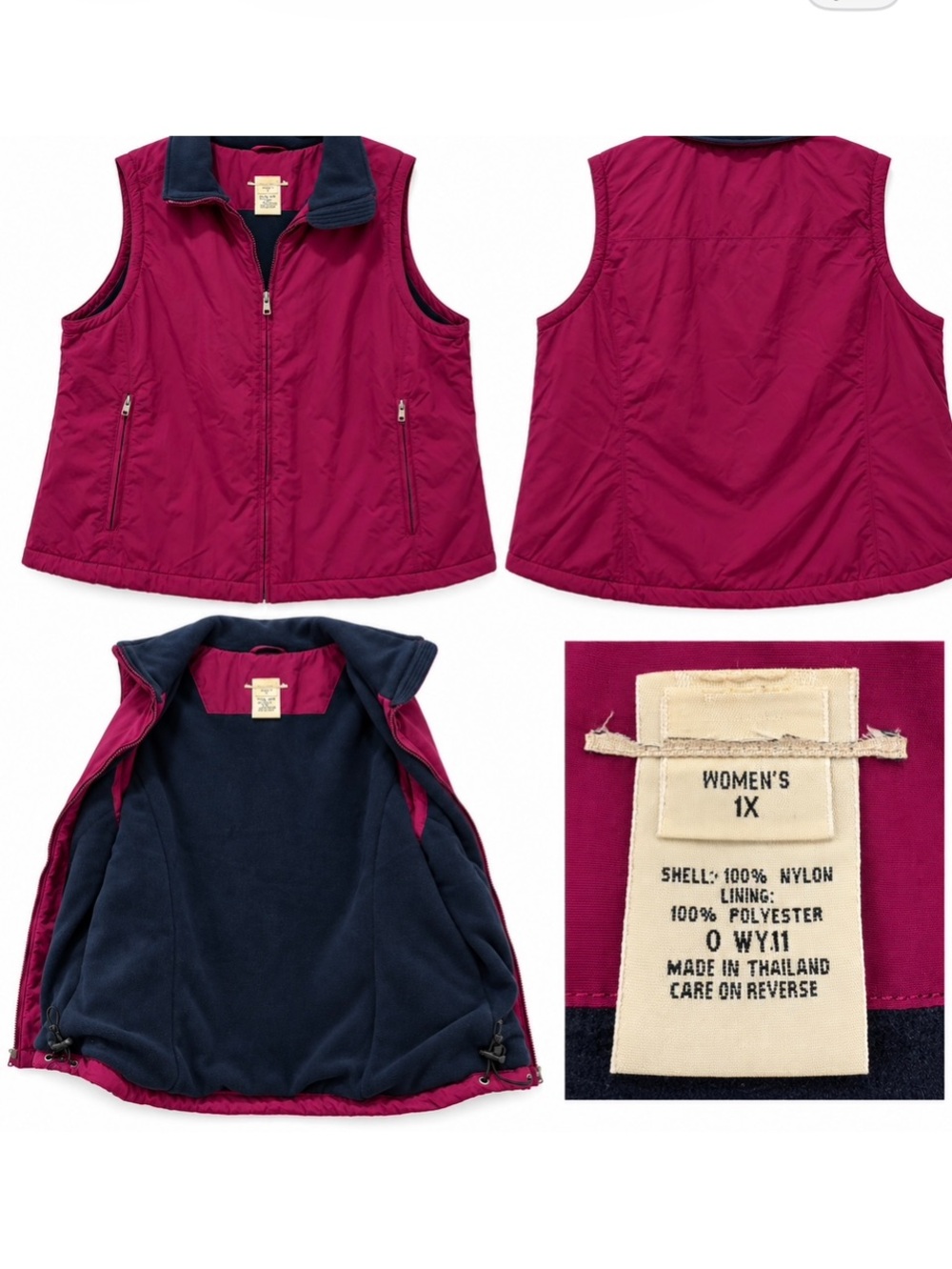 Magenta & Navy Fleece-Lined Vest – Women’s 1X
